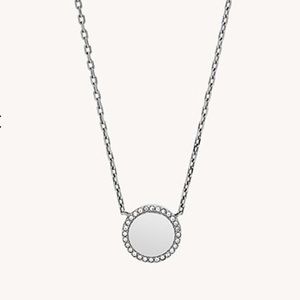 Fossil Brand Pave Disc Stainless Steel Necklace *NWT*